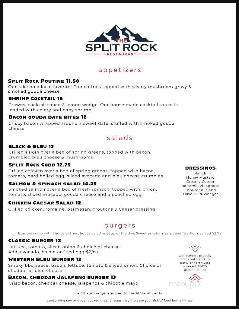 Split Rock Restaurant & Bar - Bigfork, MT menu_pic
