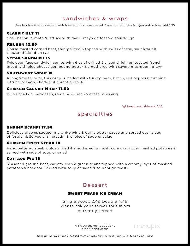 Split Rock Restaurant & Bar - Bigfork, MT menu_pic