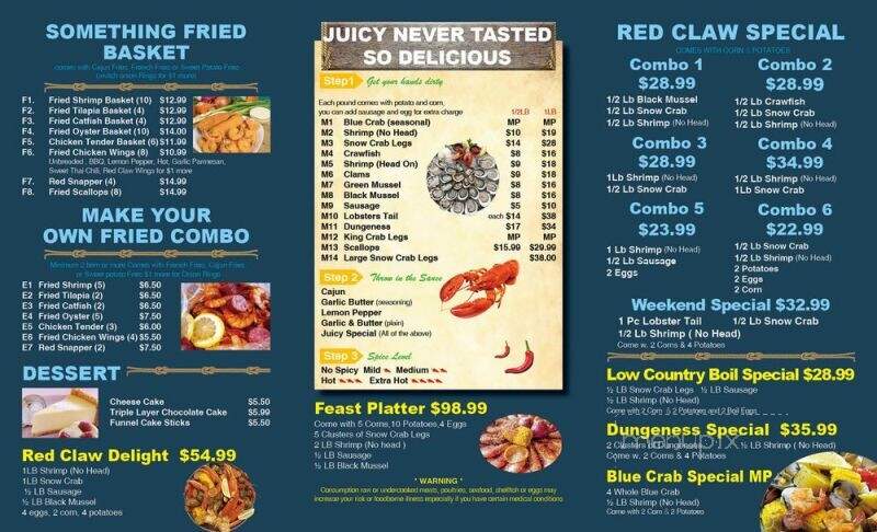 Red Claw Juicy Seafood & Bar - Statesboro, GA menu_pic