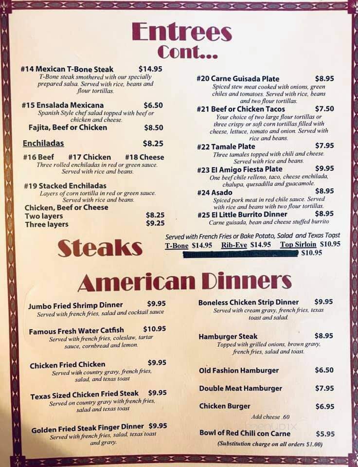El Amigo Restaurant - Andrews, TX menu_pic