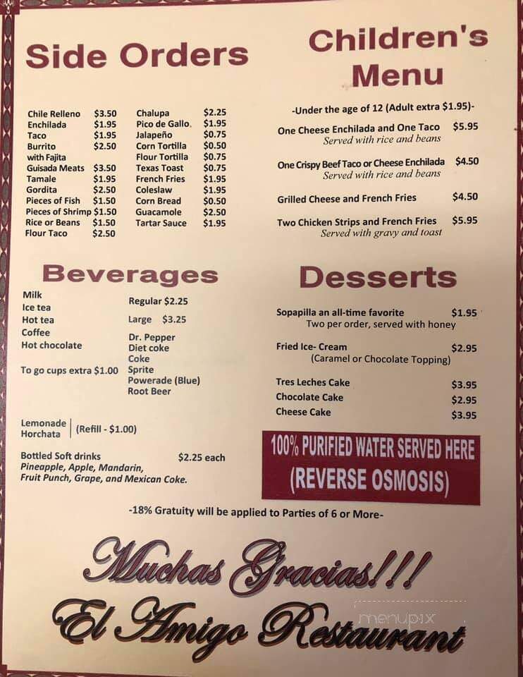 El Amigo Restaurant - Andrews, TX menu_pic