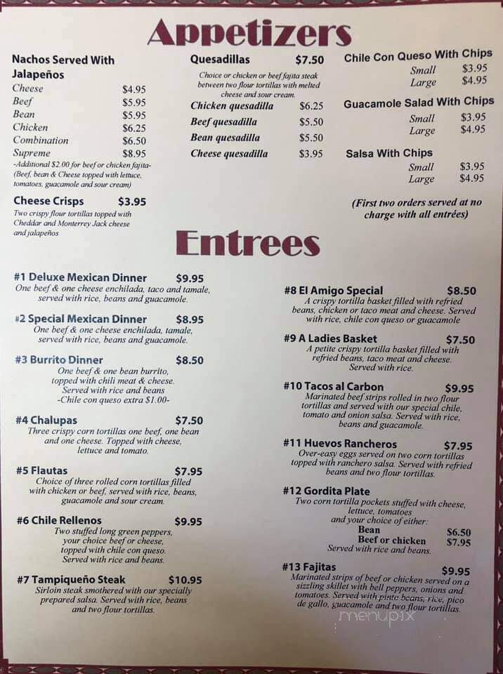 El Amigo Restaurant - Andrews, TX menu_pic