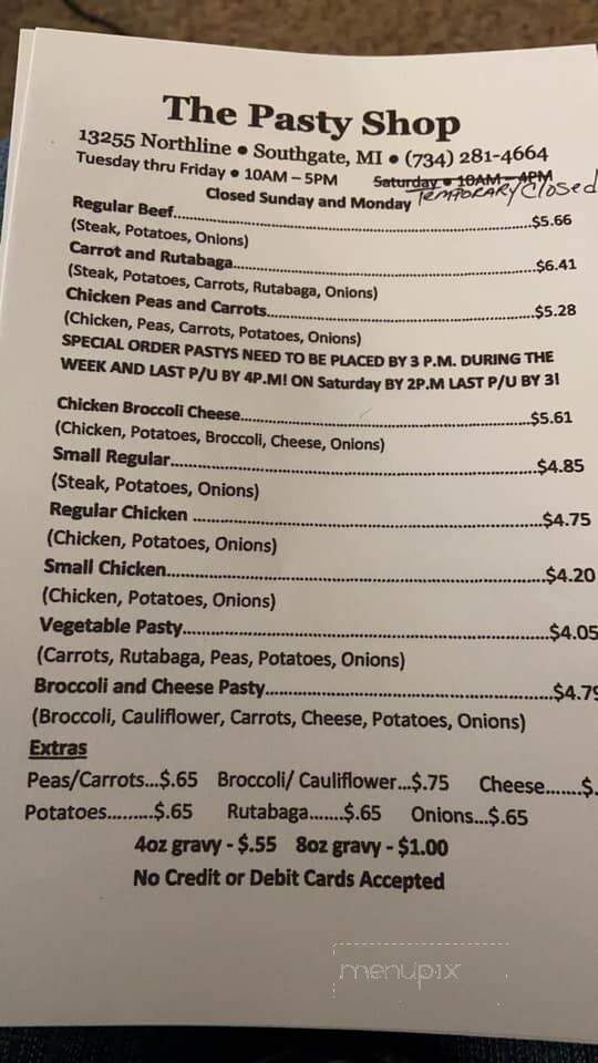 Pasty Shop - Southgate, MI menu_pic