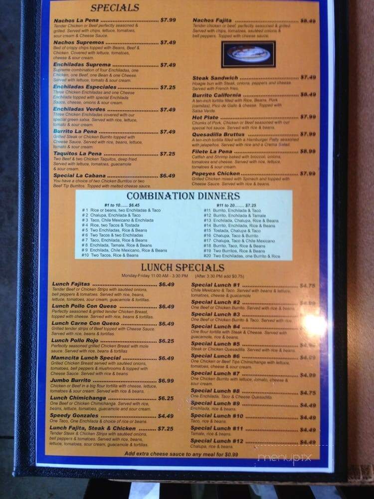 La Pena - Hazard, KY menu_pic
