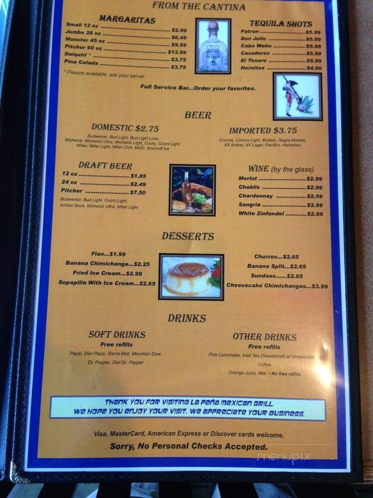 La Pena - Hazard, KY menu_pic