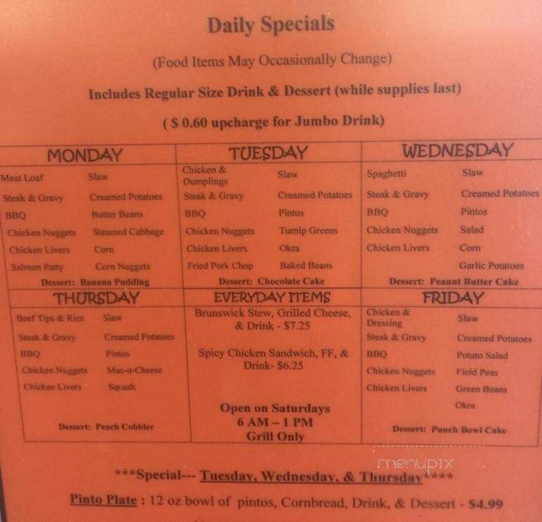 Dragon Drive In - Lindale, GA menu_pic