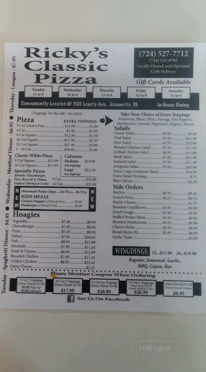 Ricky's Classic Pizza - Jeannette, PA