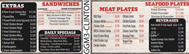 Great Grandson's Meat & 3 - Clinton, NC menu_pic