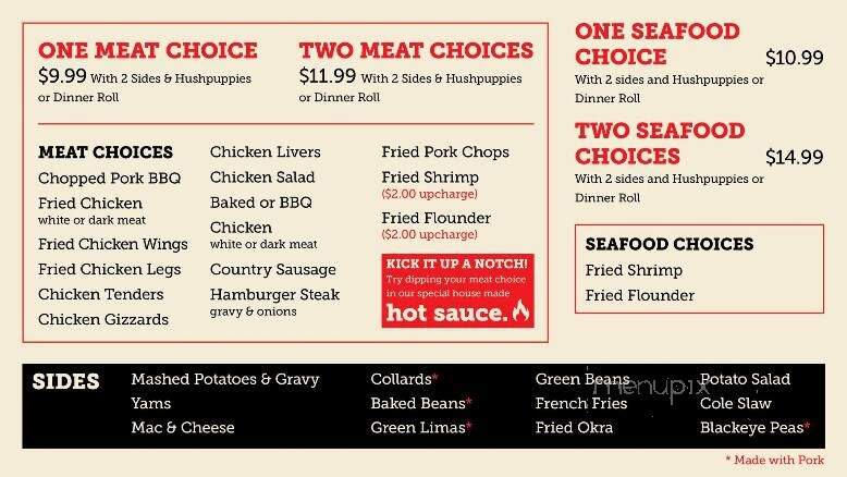 Great Grandson's Meat & 3 - Clinton, NC menu_pic