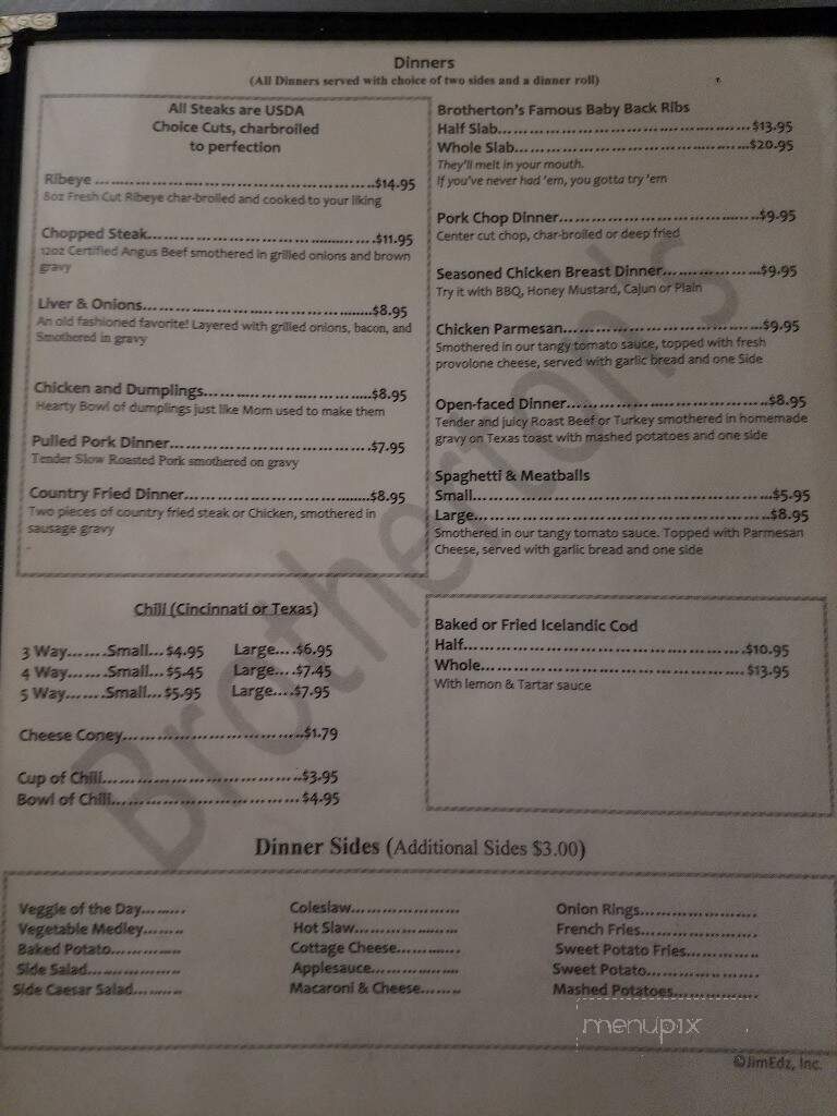 Brotherton's Family Restaurant - Cincinnati, OH menu_pic