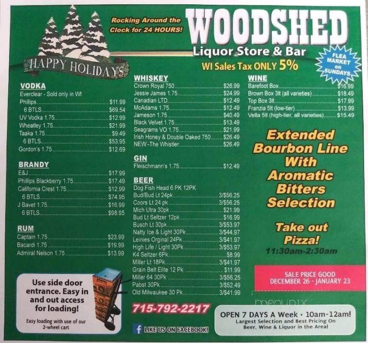 Woodshed Pizza Liquor Store - Hager City, WI menu_pic