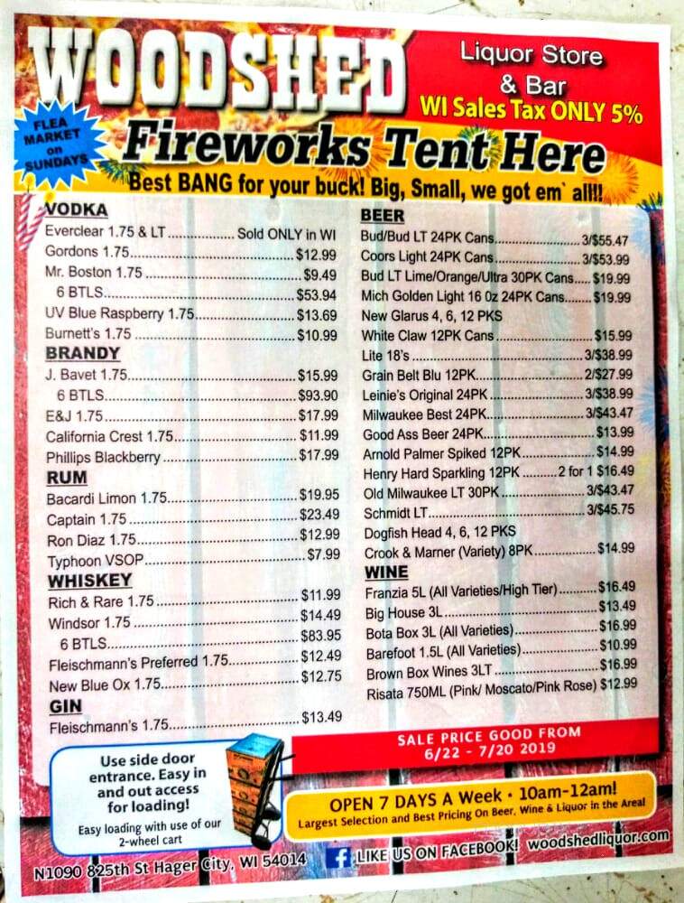 Woodshed Pizza Liquor Store - Hager City, WI menu_pic
