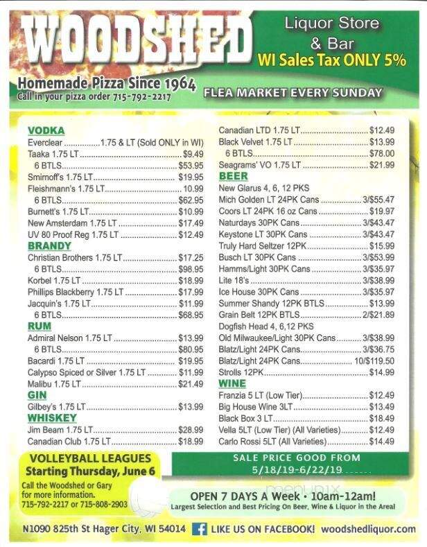 Woodshed Pizza Liquor Store - Hager City, WI menu_pic