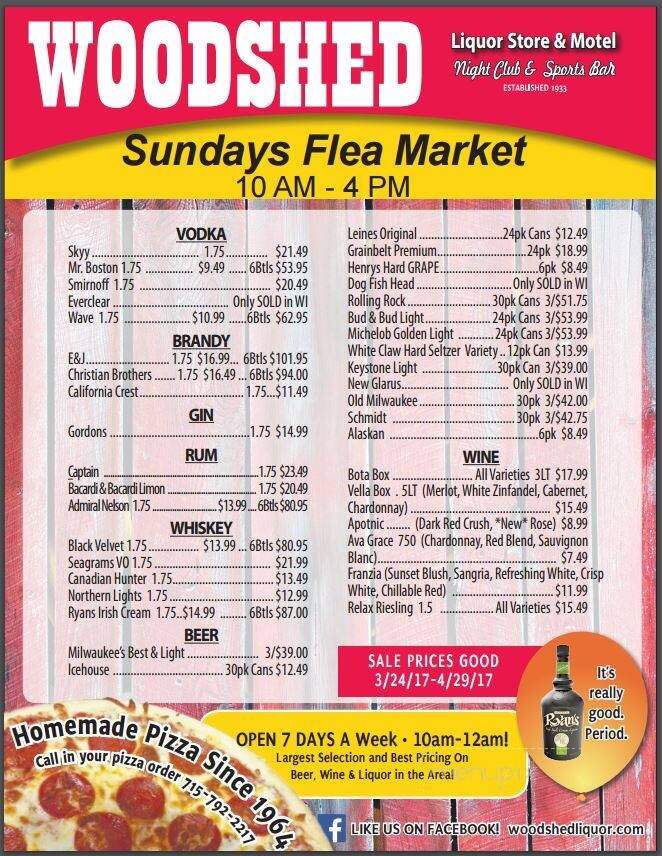 Woodshed Pizza Liquor Store - Hager City, WI menu_pic