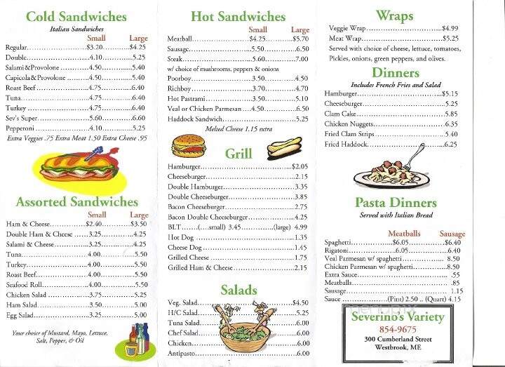 Severino's Variety - Westbrook, ME menu_pic
