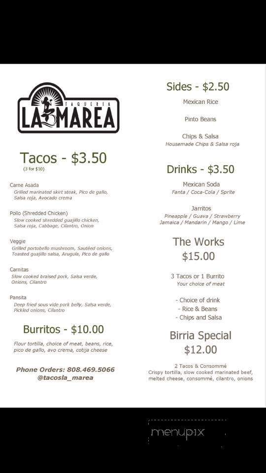 Taqueria La Marea - Honolulu, HI menu_pic