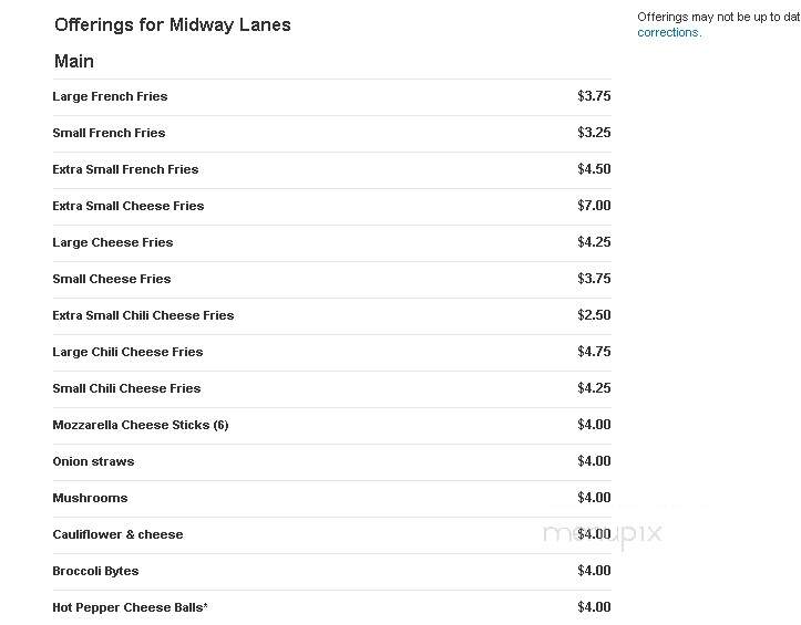 Midway Lanes & Inn - Coldwater, MI menu_pic