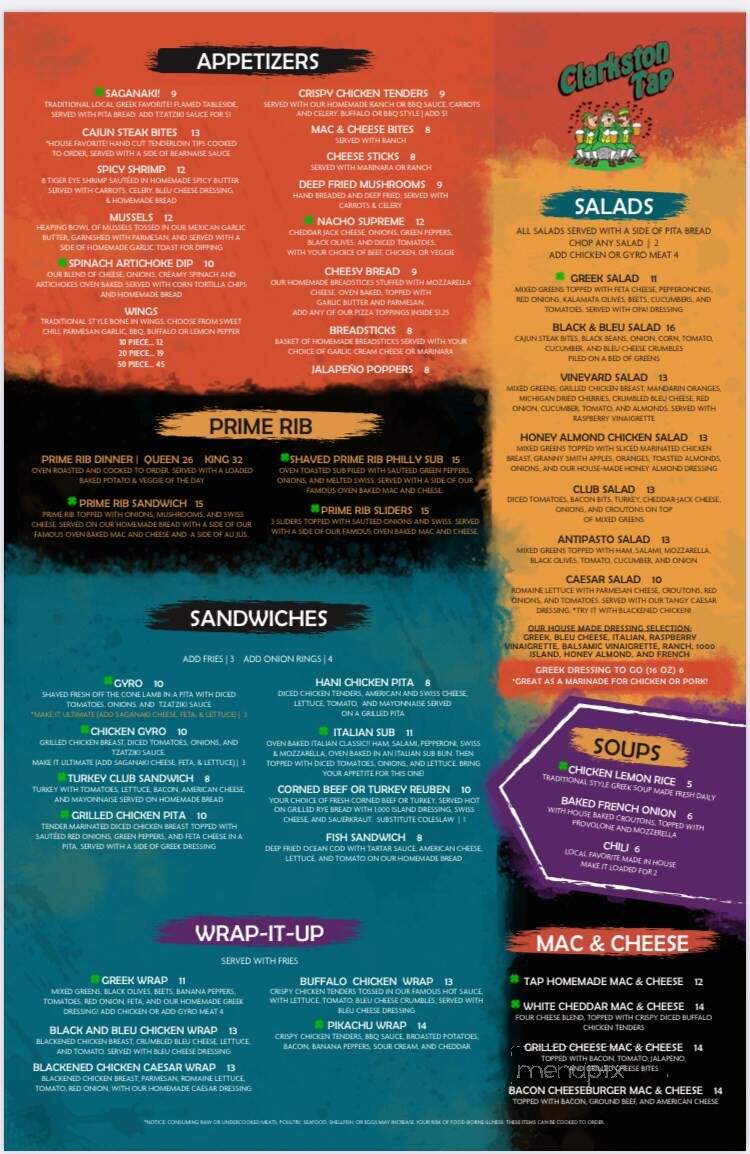 Clarkston Tap - Clarkston, MI menu_pic