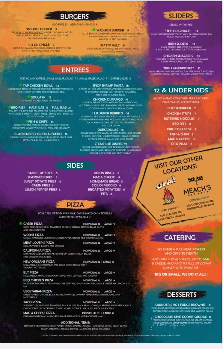 Clarkston Tap - Clarkston, MI menu_pic