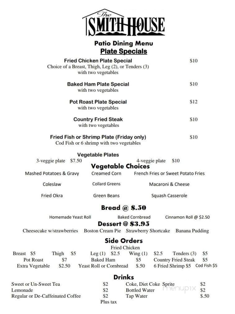 Smith House - Dahlonega, GA menu_pic