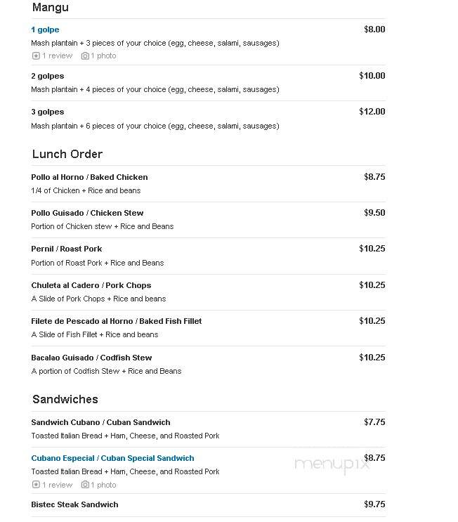 Mambi Restaurant - New York, NY menu_pic