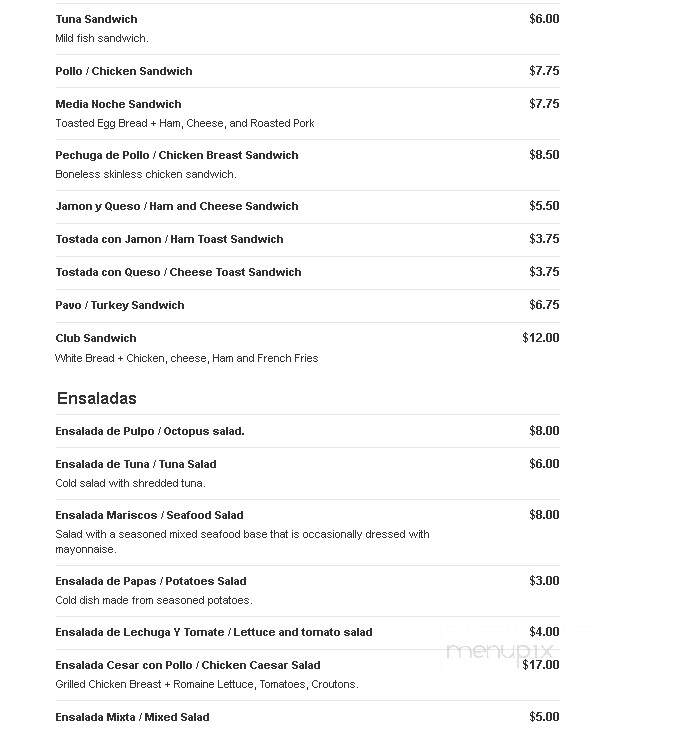 Mambi Restaurant - New York, NY menu_pic