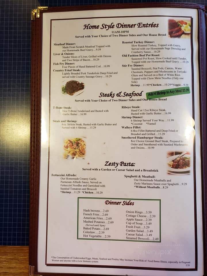 Walker's Restaurant & Bakery - Beaver Dam, WI menu_pic