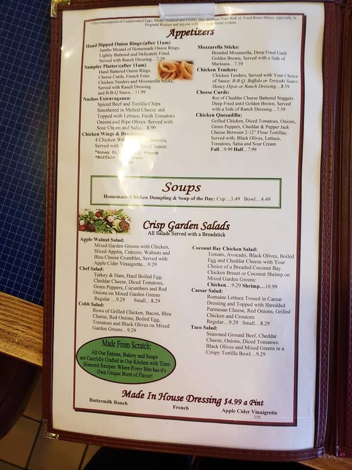 Walker's Restaurant & Bakery - Beaver Dam, WI menu_pic