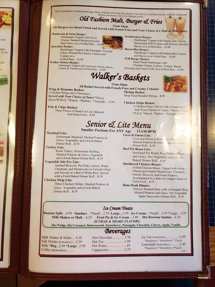 Walker's Restaurant & Bakery - Beaver Dam, WI menu_pic