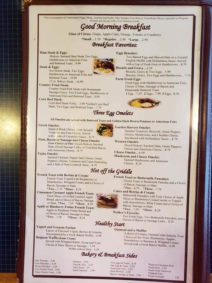 Walker's Restaurant & Bakery - Beaver Dam, WI menu_pic