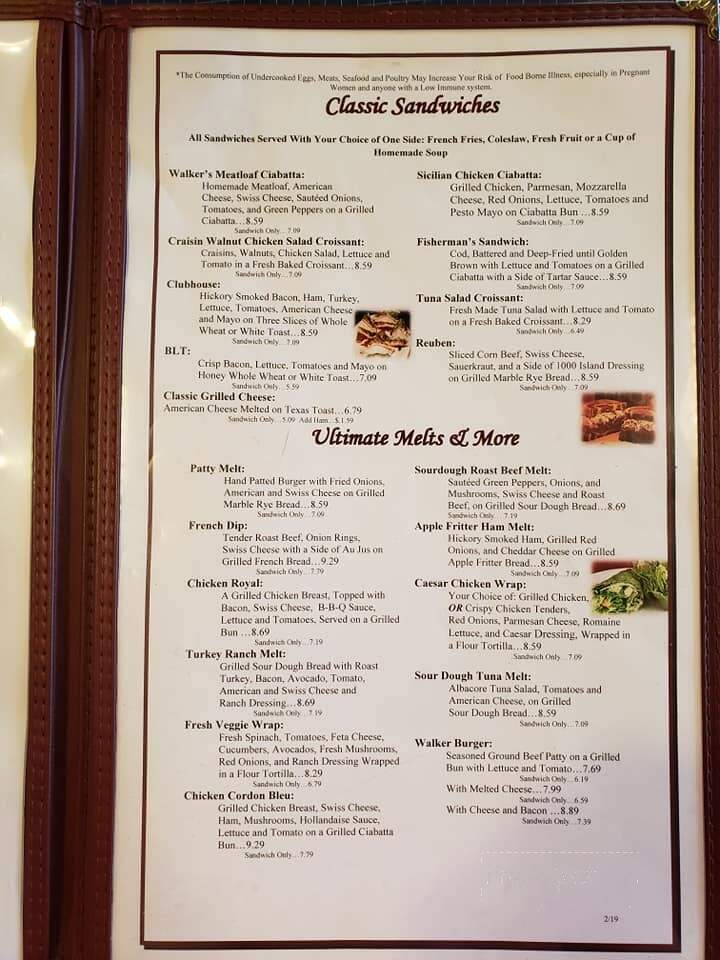 Walker's Restaurant & Bakery - Beaver Dam, WI menu_pic
