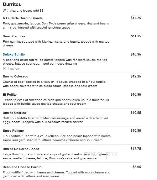 Don Jose's Mexican Restaurant - Soldotna, AK menu_pic
