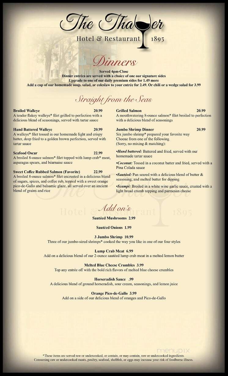 The Thayer - Annandale, MN menu_pic