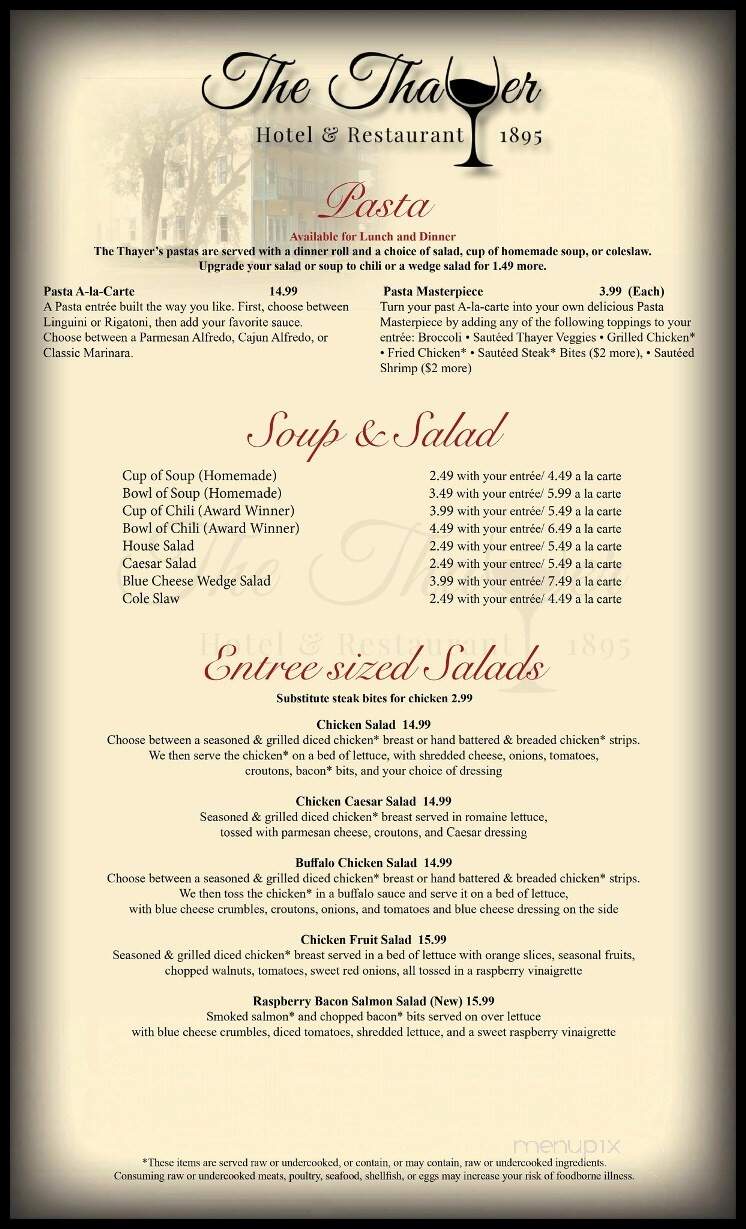 The Thayer - Annandale, MN menu_pic