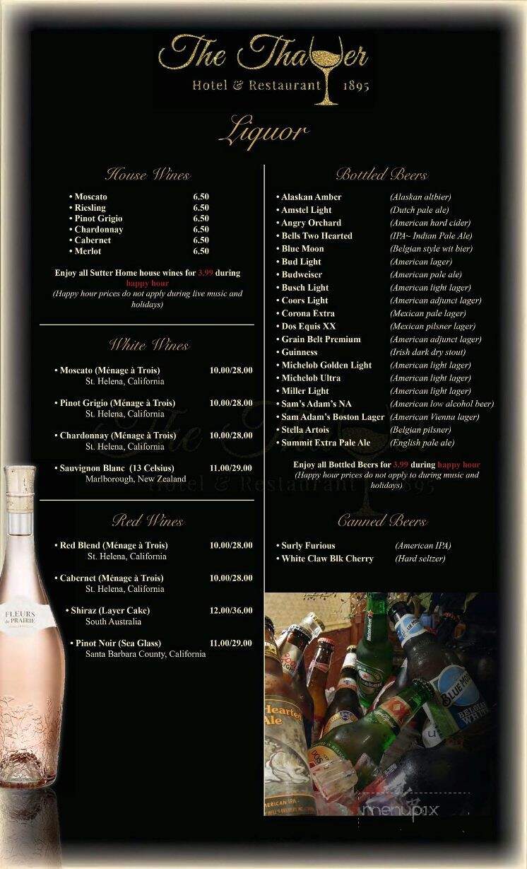 The Thayer - Annandale, MN menu_pic