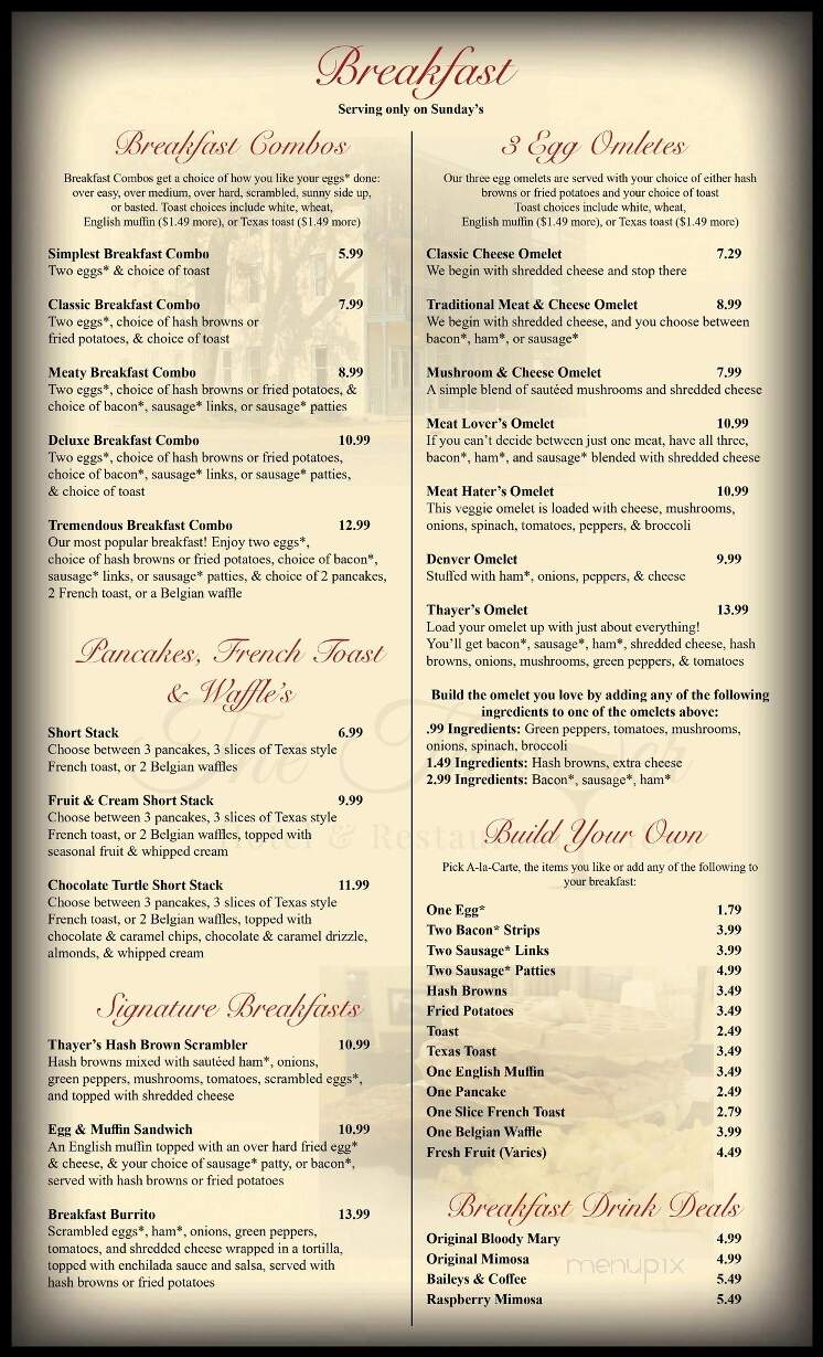 The Thayer - Annandale, MN menu_pic