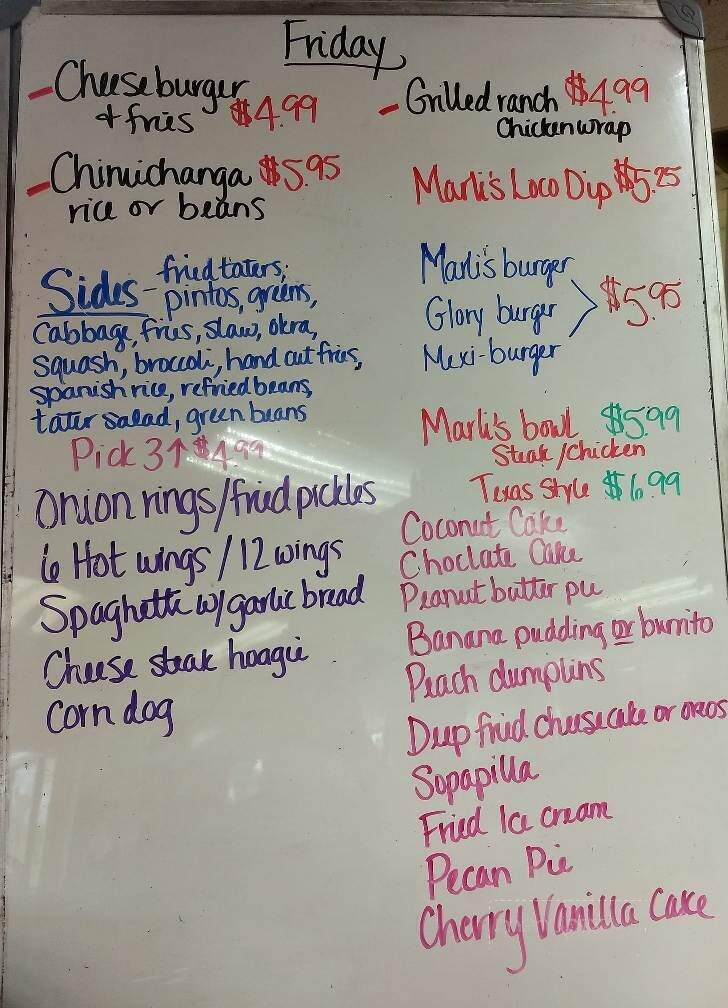 Marli's Grille - Richfield, NC menu_pic