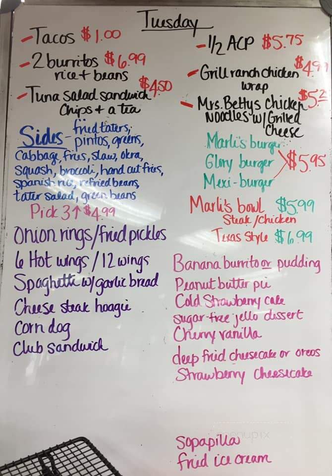 Marli's Grille - Richfield, NC menu_pic