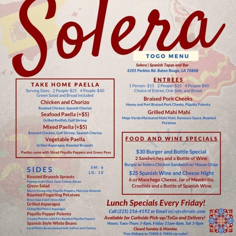 Solera Bar & Tasting Room - Baton Rouge, LA menu_pic