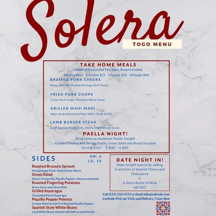 Solera Bar & Tasting Room - Baton Rouge, LA menu_pic