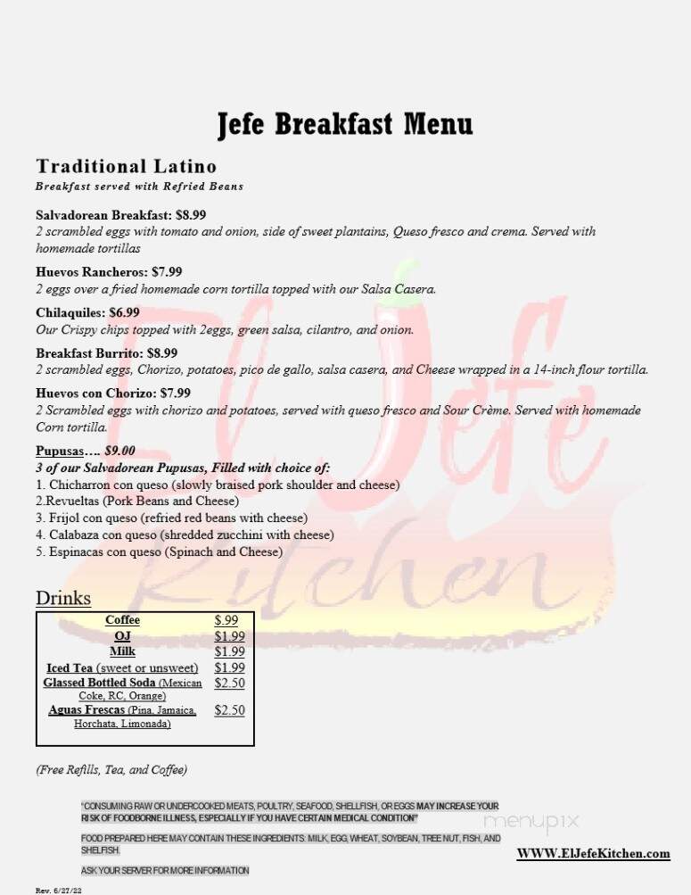 El Jefe Kitchen - Sparta, TN menu_pic