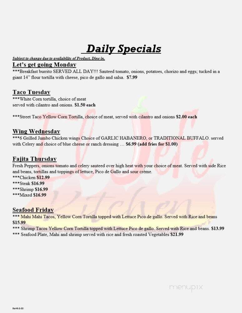 El Jefe Kitchen - Sparta, TN menu_pic