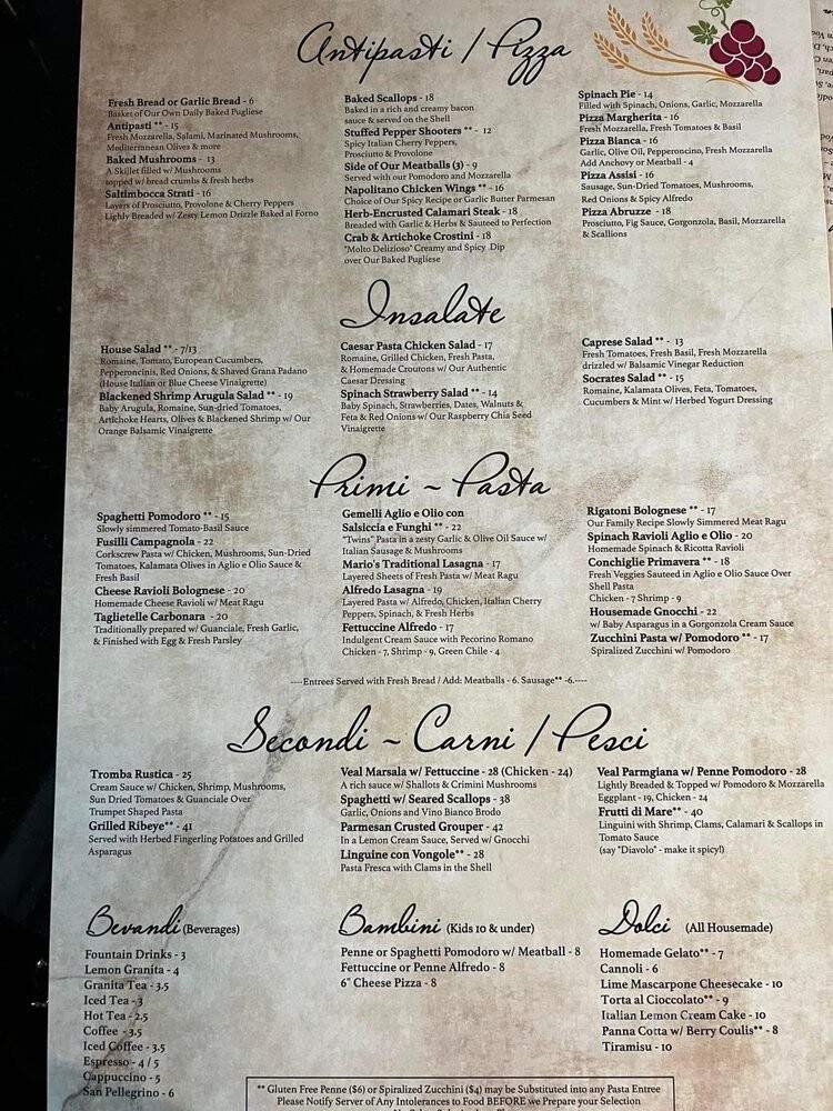 Trattoria Di Bernardone - Saint Johns, FL menu_pic