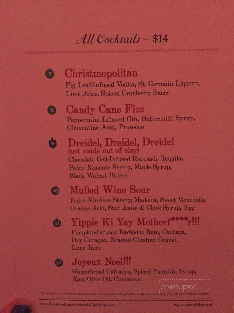 Miracle On 9th Street - New York, NY menu_pic