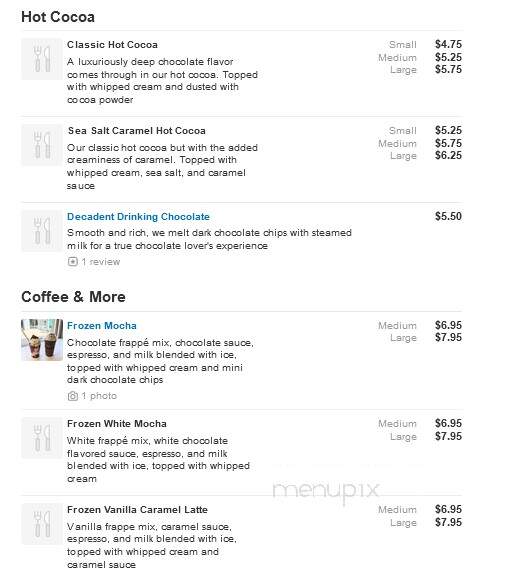 Ghirardelli Chocolate Outlet and Ice Cream Shop - Simpsonville, KY menu_pic