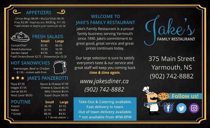 Jake's Diner Pizzeria & Deli - Yarmouth, NS menu_pic