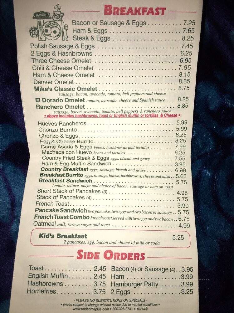 Mike's Hamburgers - La Mirada, CA menu_pic