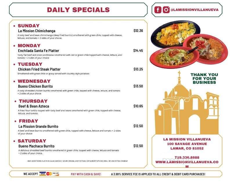 Mission Villanueva - Lamar, CO menu_pic