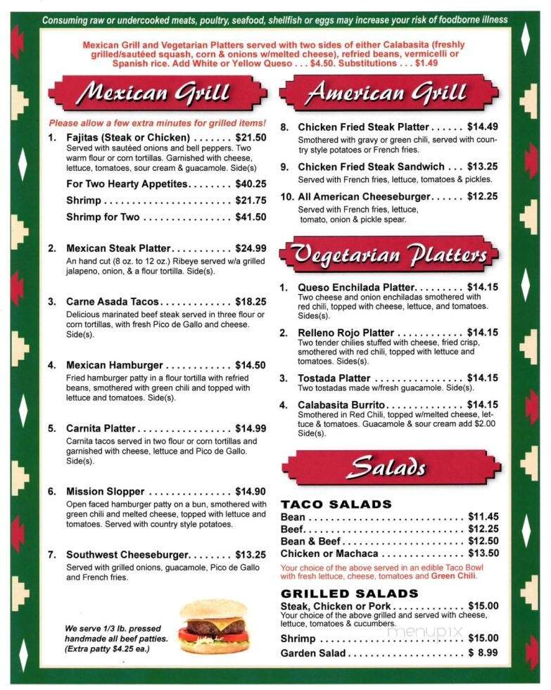 Mission Villanueva - Lamar, CO menu_pic