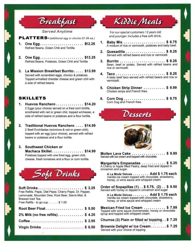 Mission Villanueva - Lamar, CO menu_pic